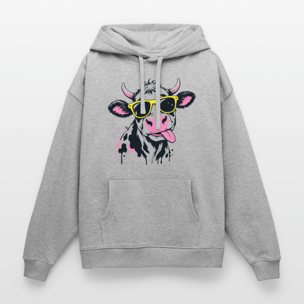 Street Cow Design – Oversized Unisex Hoodie - Grau meliert