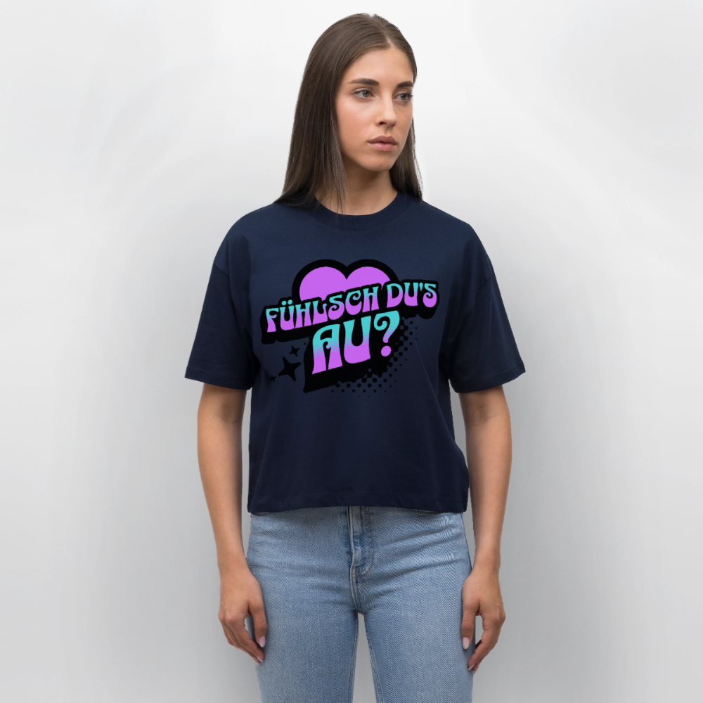 Fühlsch du‘s au Design – Frauen Boxy Bio-T-Shirt - Navy