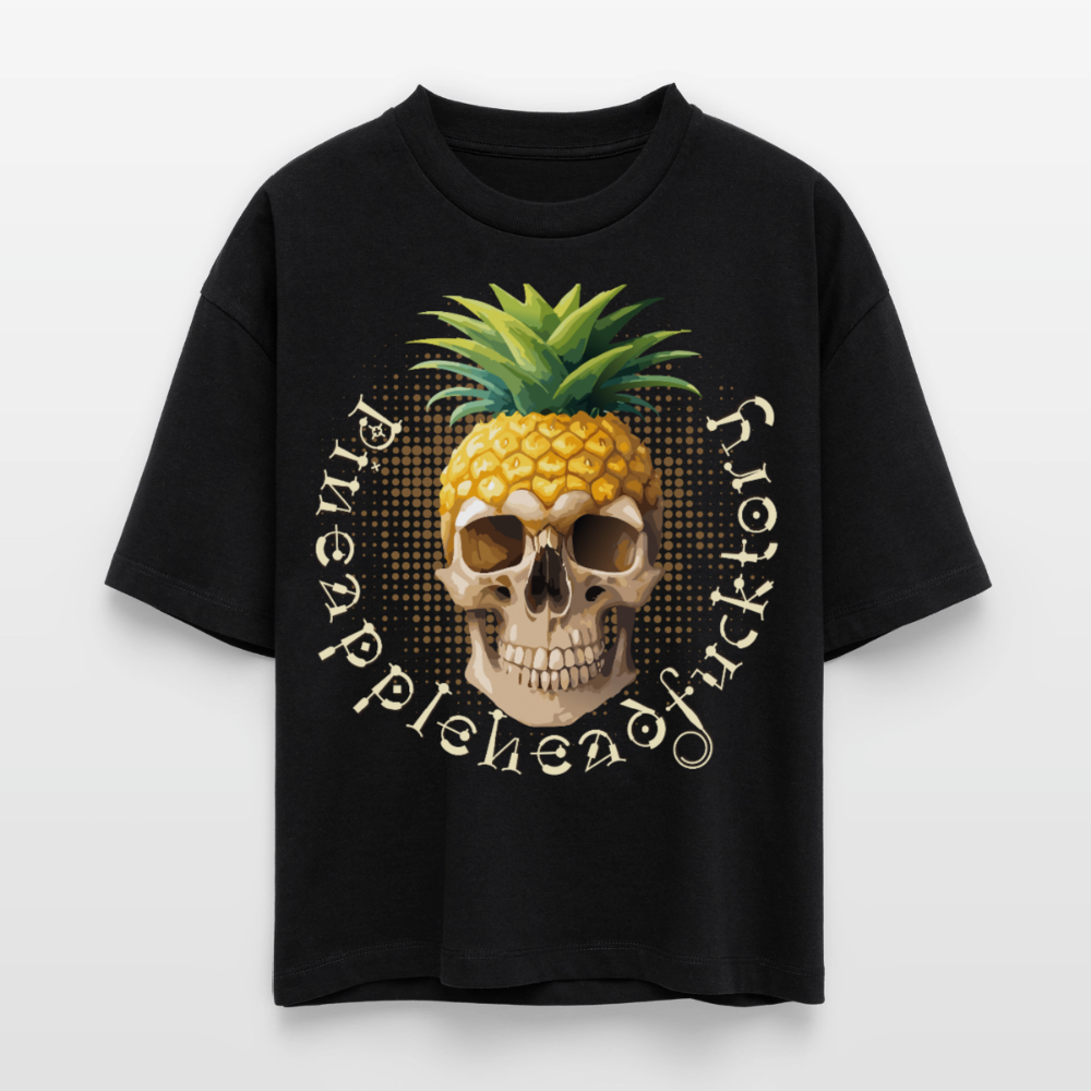 Pineapple Skull Design - Frauen Boxy Bio-T-Shirt - Schwarz
