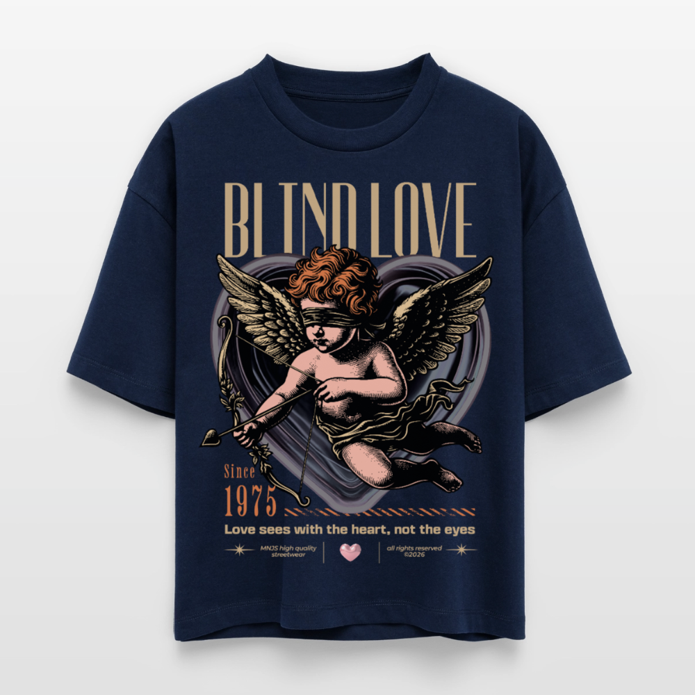 Blind Love Design – Frauen Boxy Bio-T-Shirt - Navy