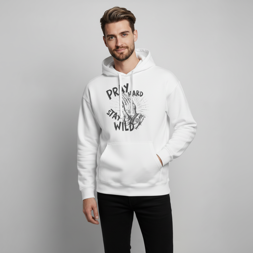 Pray Hard Design – Oversized Unisex Hoodie - Weiß