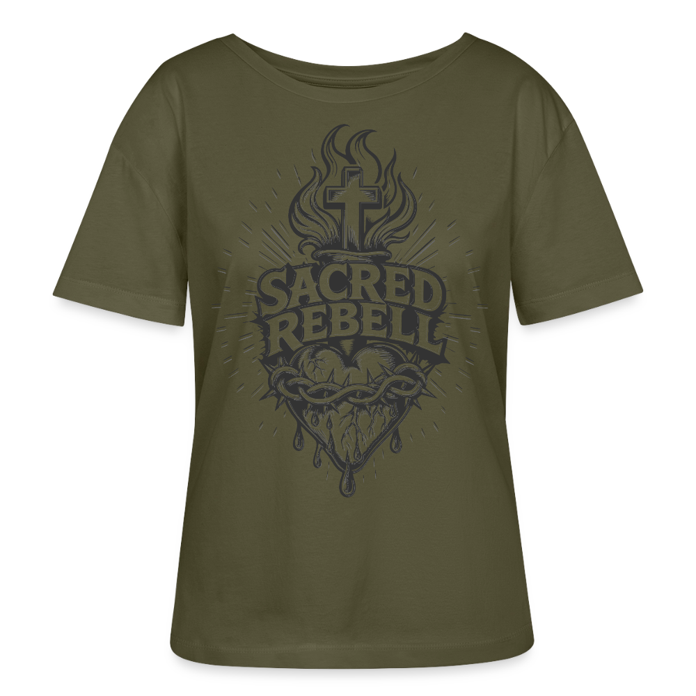 Sacred Rebell Design – Rundhals Frauen Bio-T-Shirt - Khaki