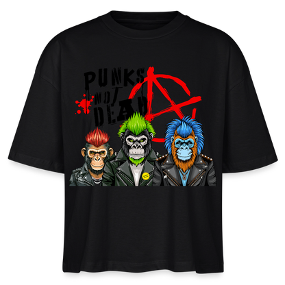 Punks Not Dead Design – Frauen Boxy Bio-T-Shirt - Schwarz