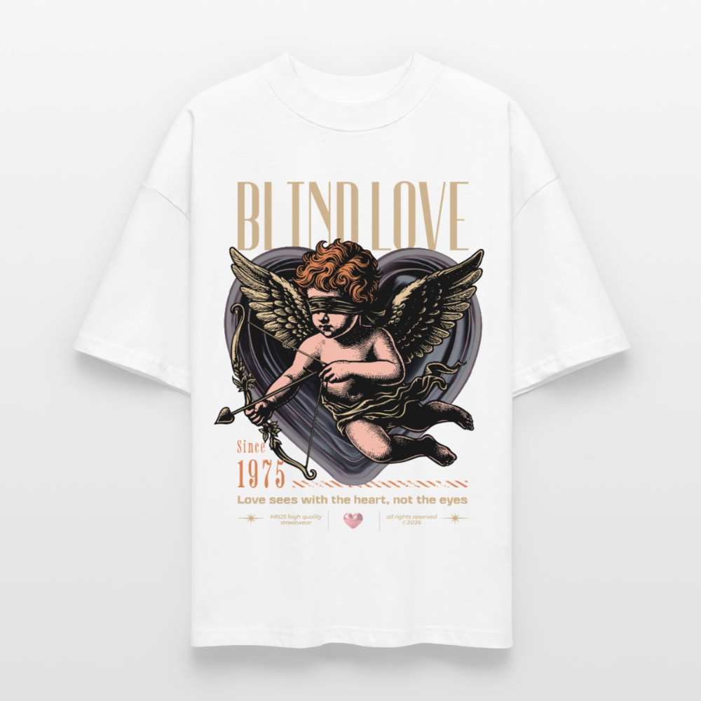 Blind Love Design – Oversized Unisex Bio T-Shirt - Weiß