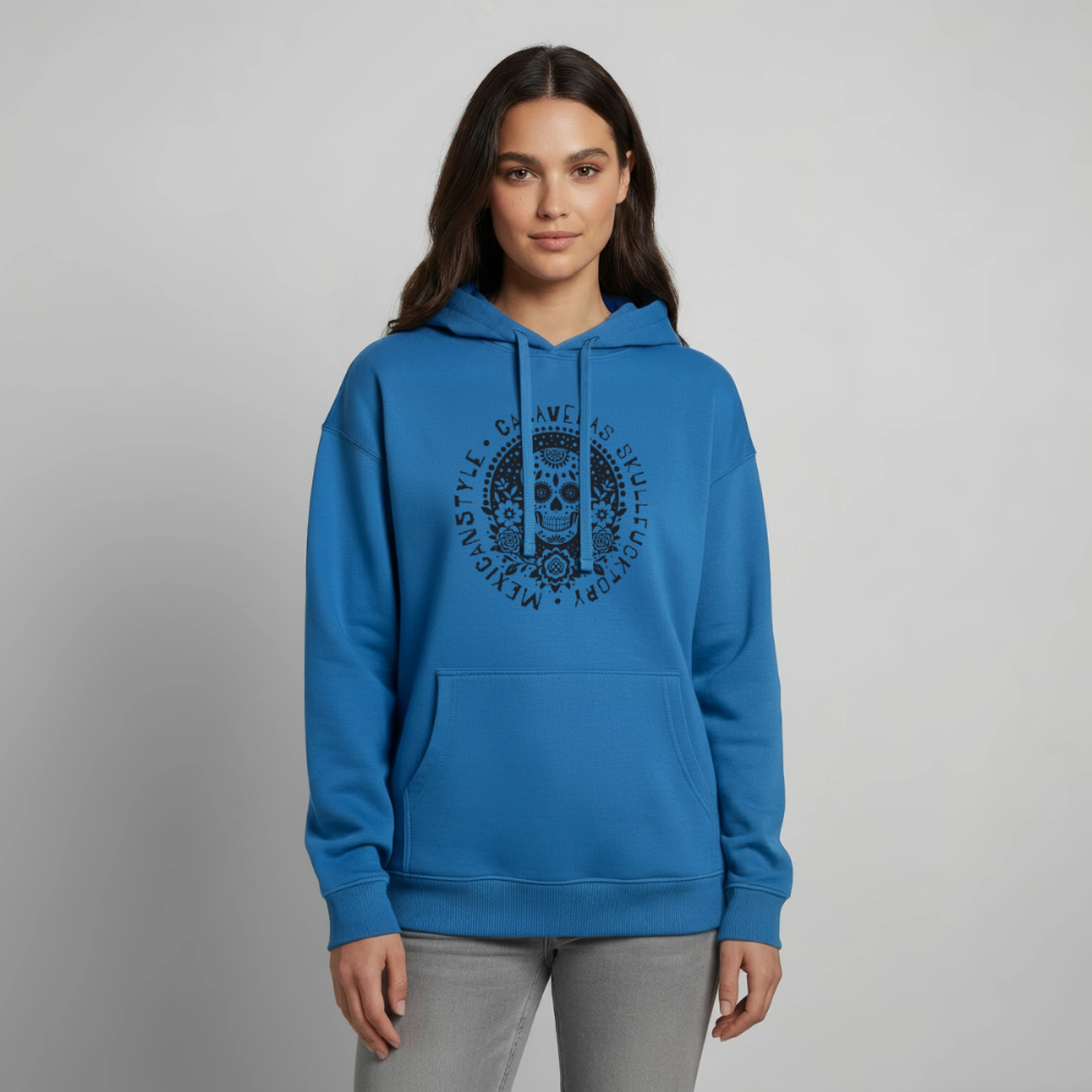Sugar Skull Black Design - Oversized Unisex Hoodie - Achtsames Blau