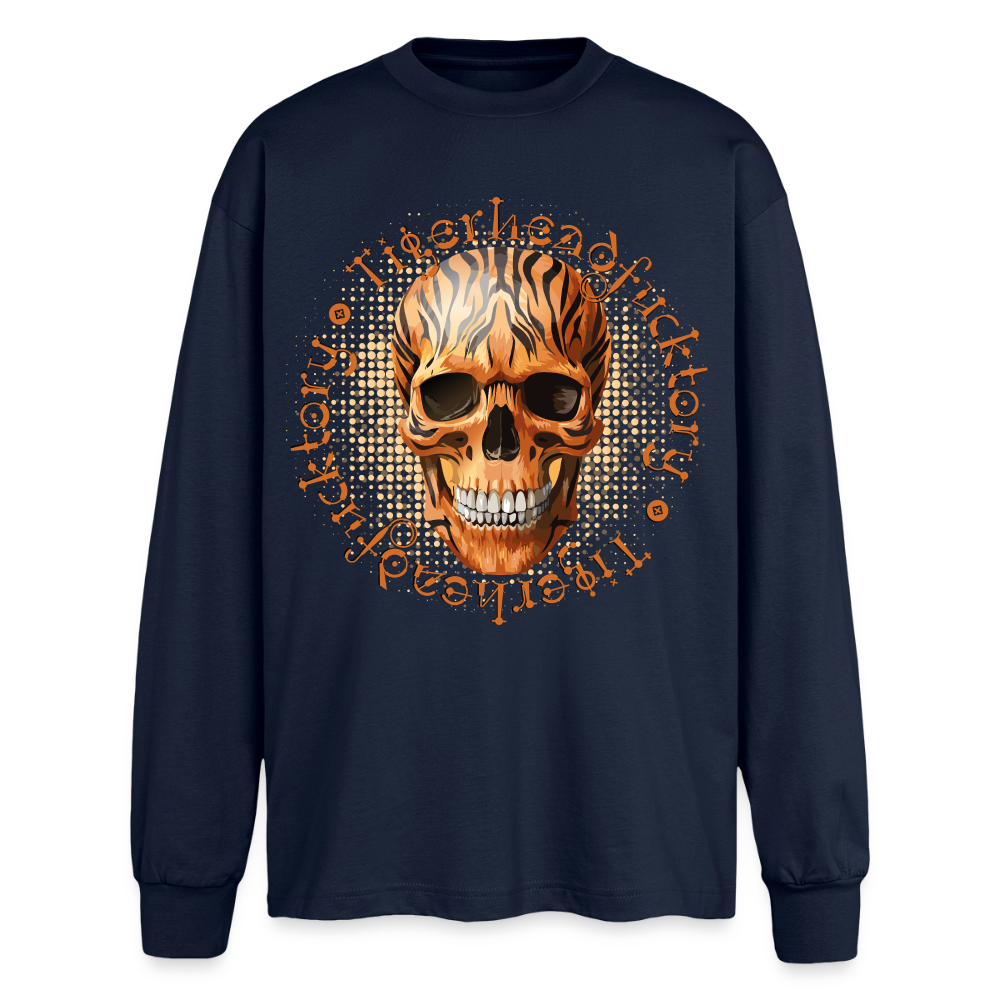 Tiger Skull Design – Oversized Langarmshirt - Navy