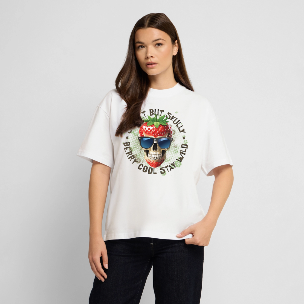 Strawberry Skull Design – Oversized Unisex Bio T-Shirt - Weiß
