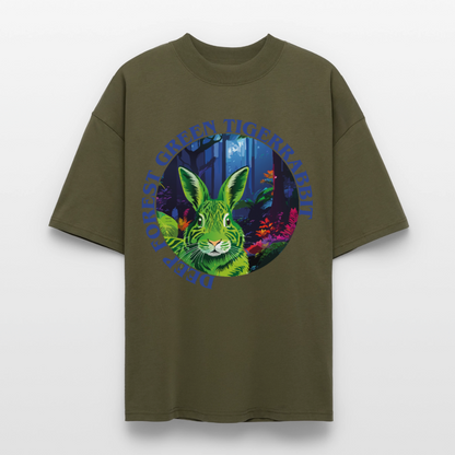 Tiger Rabbit Design – Oversized Unisex Bio T-Shirt - Khaki