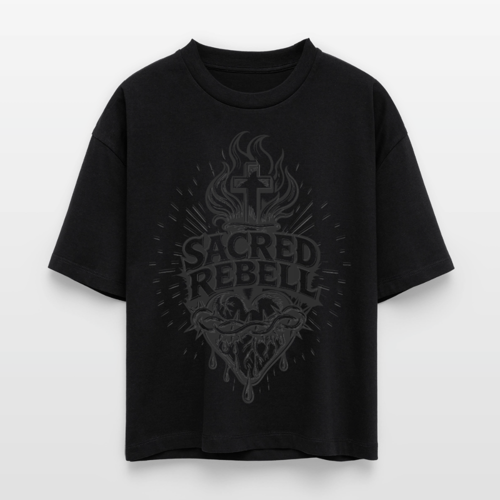 Sacred Rebell Design – Frauen Boxy Bio-T-Shirt - Schwarz
