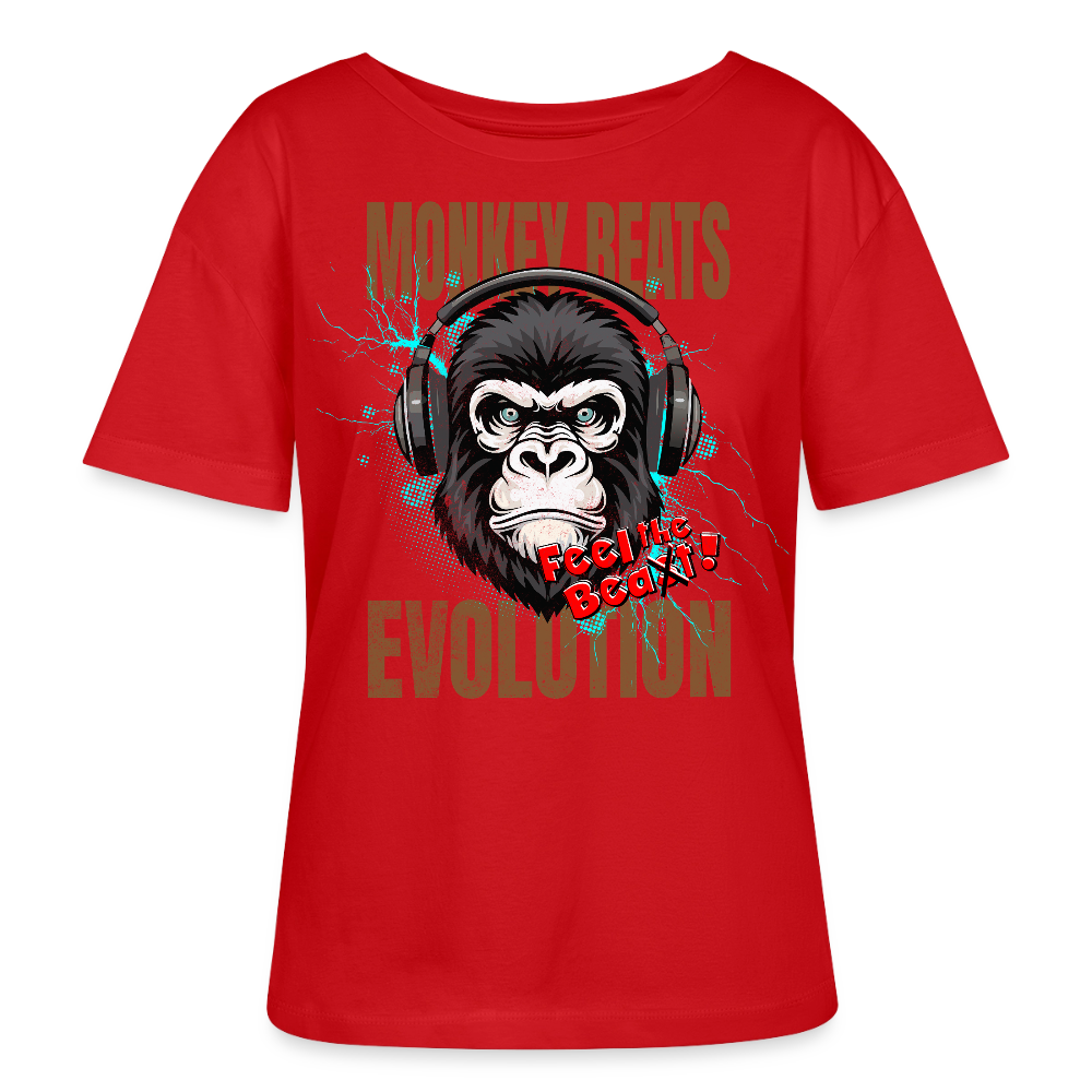 Monkey Beats Design – Rundhals Frauen Bio-T-Shirt - Rot