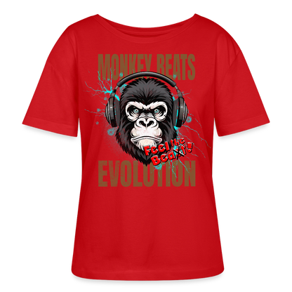 Monkey Beats Design – Rundhals Frauen Bio-T-Shirt - Rot