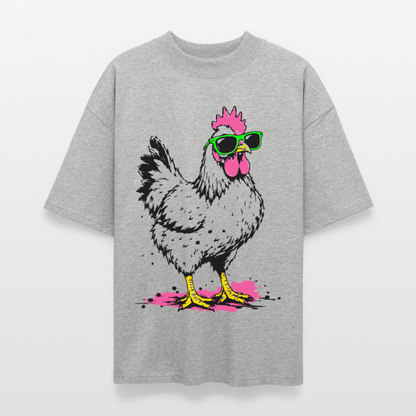 Street Chicken Design – Oversized Unisex Bio T-Shirt - Grau meliert