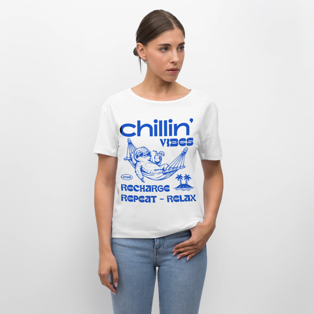 Chillin Vibes Design – Rundhals Frauen Bio-T-Shirt - Weiß