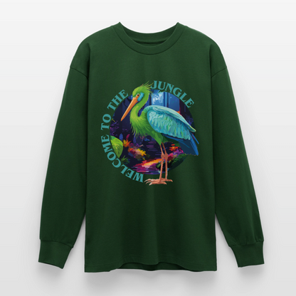 Jungle Design – Oversized Langarmshirt - Flaschengrün