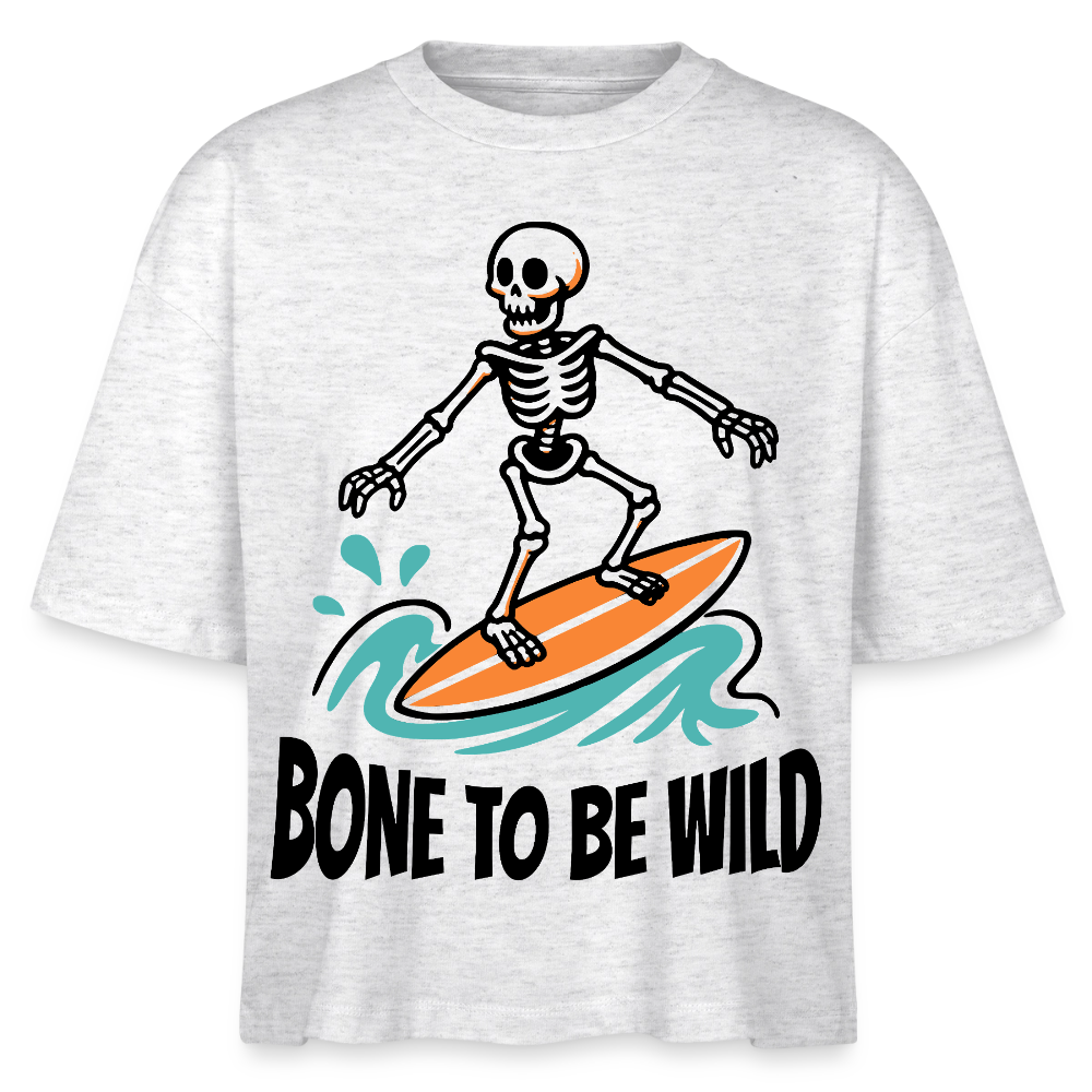 Bone to be Wild Design – Frauen Boxy Bio-T-Shirt - Weiß meliert