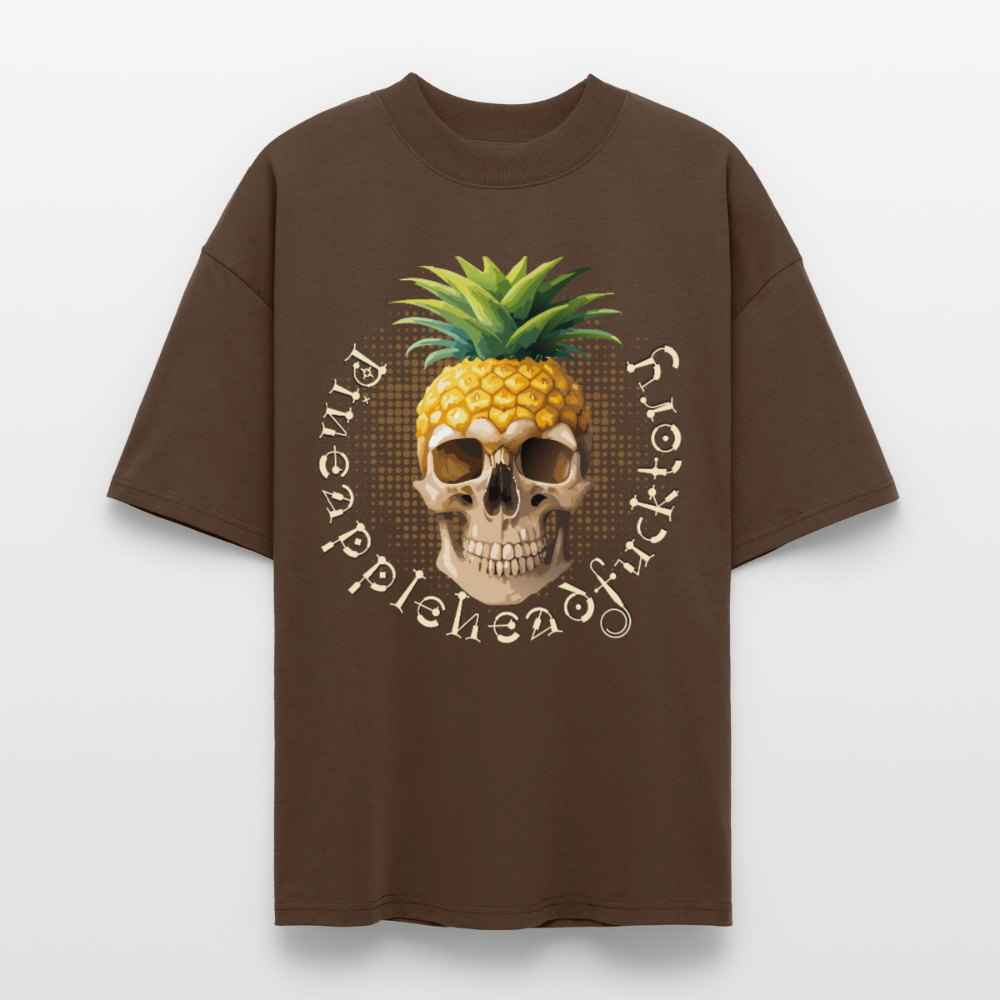 Pineapple Skull Design - Oversized Unisex Bio T-Shirt - Dunkelbraun
