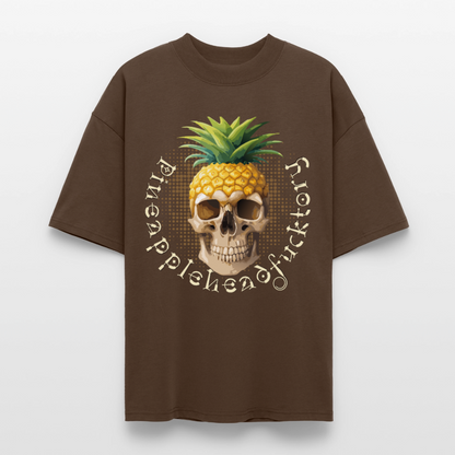 Pineapple Skull Design - Oversized Unisex Bio T-Shirt - Dunkelbraun
