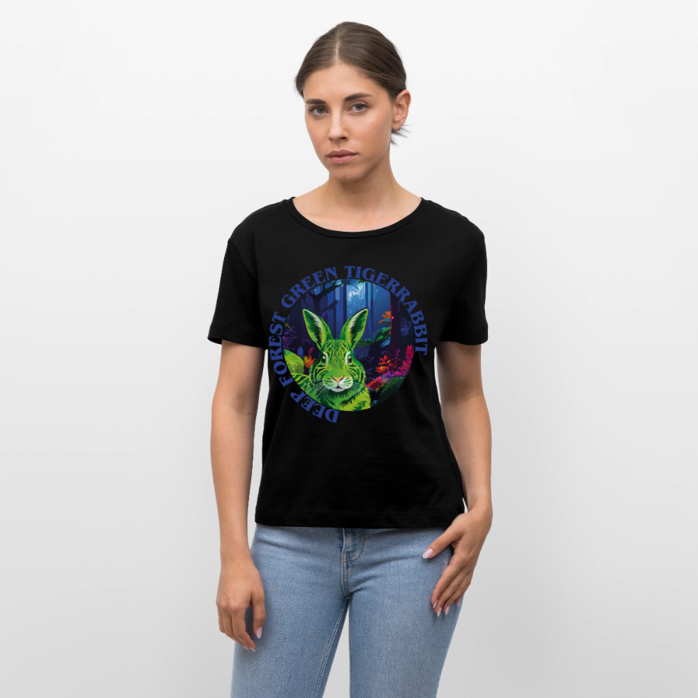 Tiger Rabbit Design – Rundhals Frauen Bio-T-Shirt - Schwarz