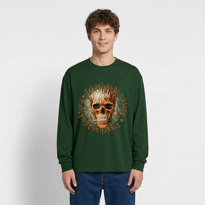 Tiger Skull Design – Oversized Langarmshirt - Flaschengrün