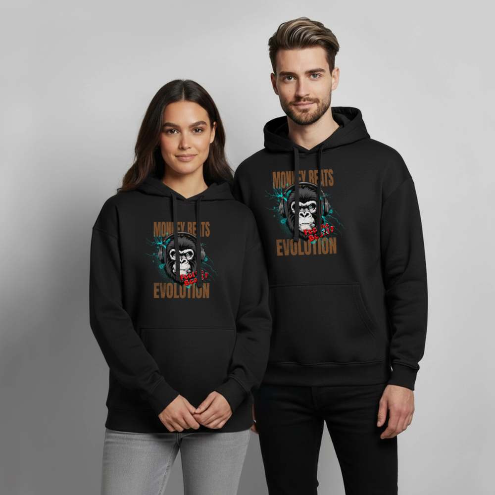 Monkey Beats Design – Oversized Unisex Hoodie - Schwarz