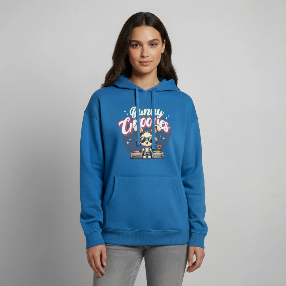 Bunny Grooves Design – Oversized Unisex Hoodie - Achtsames Blau