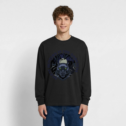Silent Hunter Design – Oversized Langarmshirt - Schwarz