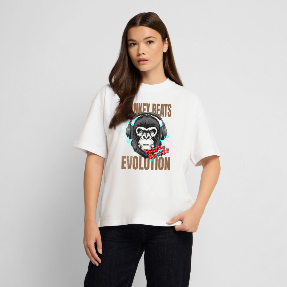 Monkey Beats Design – Oversized Unisex Bio T-Shirt - Weiß