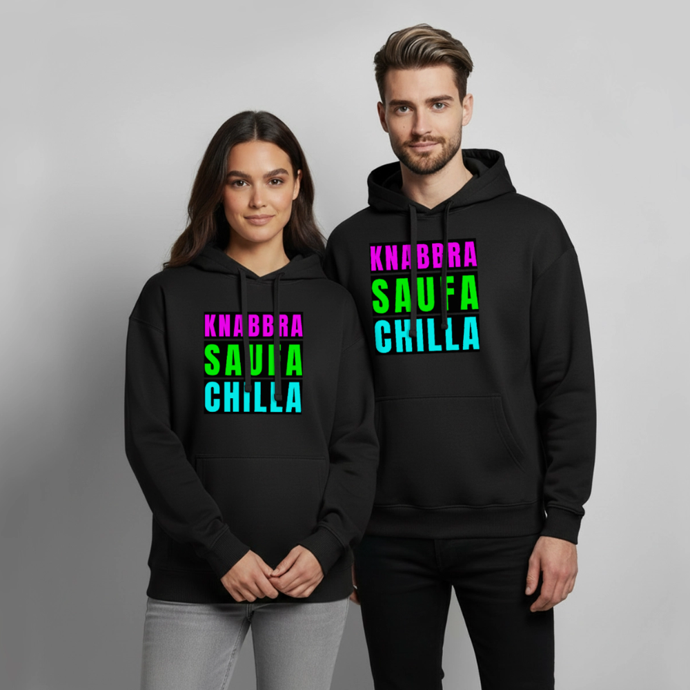 Knabbra Saufa Chilla – Oversized Unisex Hoodie - Schwarz