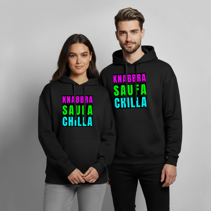 Knabbra Saufa Chilla – Oversized Unisex Hoodie - Schwarz