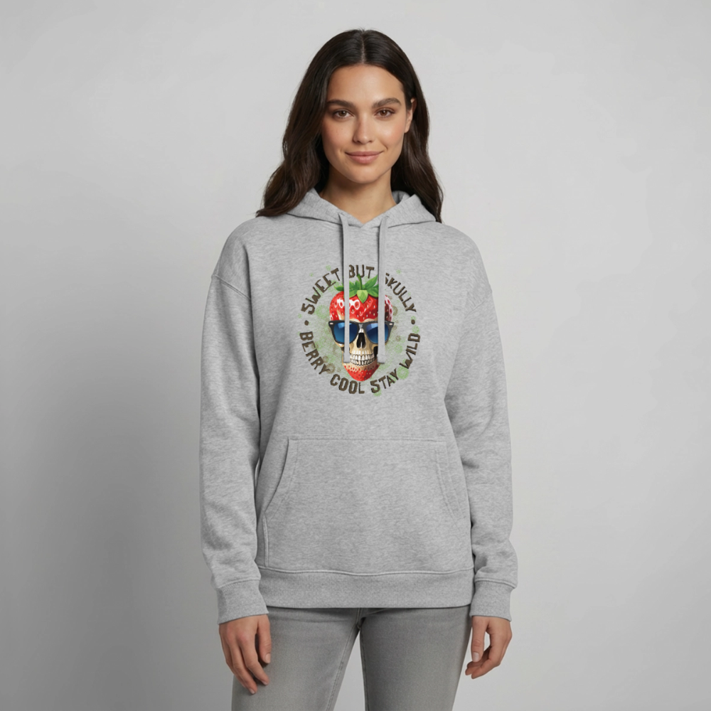 Strawberry Skull Design – Oversized Unisex Hoodie - Grau meliert