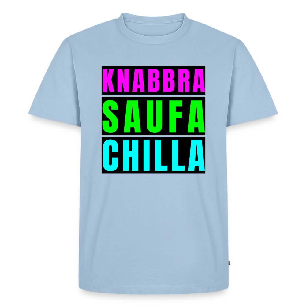 Knabbra Saufa Chilla Design – Männer Premium T-Shirt - Hellblau