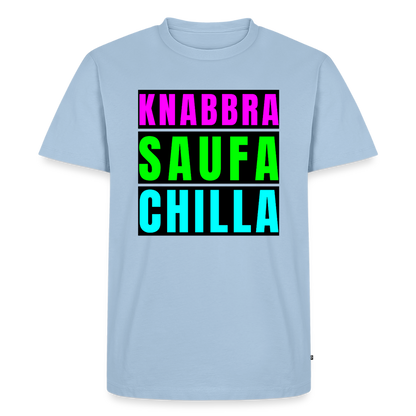 Knabbra Saufa Chilla Design – Männer Premium T-Shirt - Hellblau
