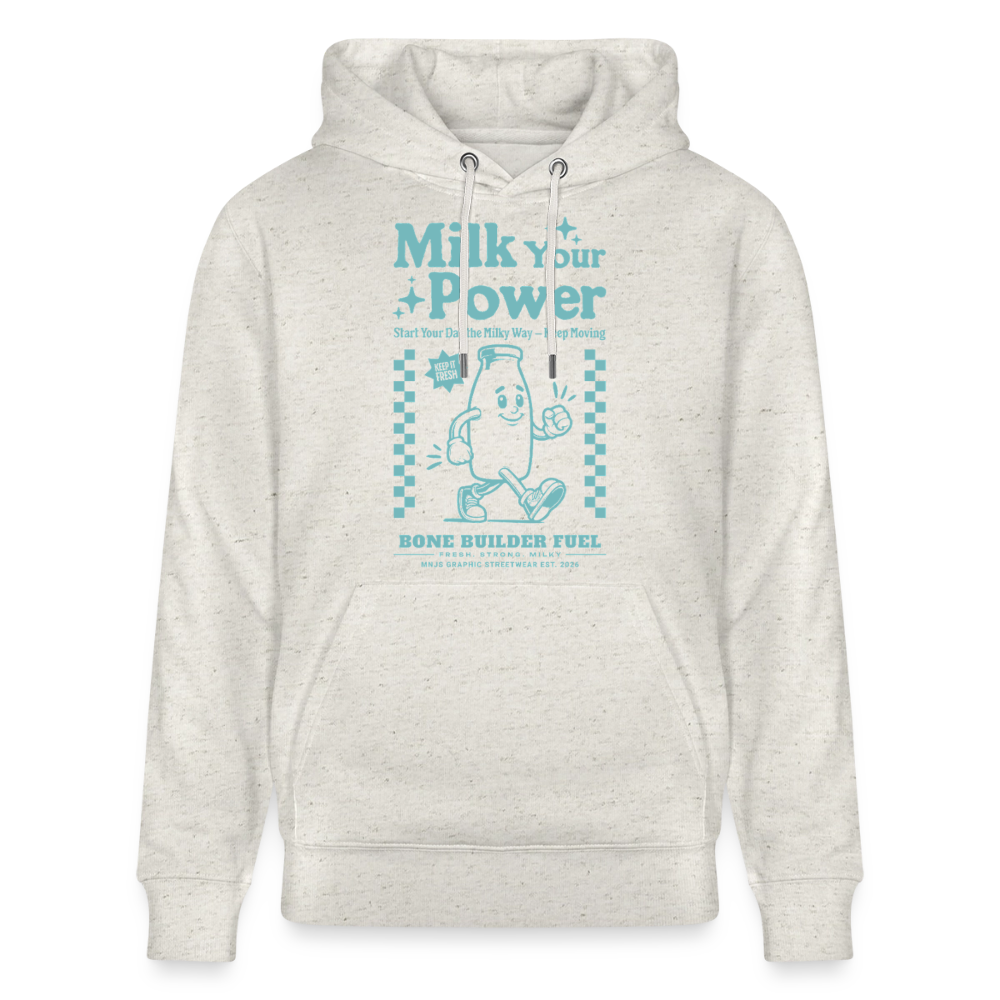 Milk Your Power Design – Unisex Bio-Hoodie - Beige meliert