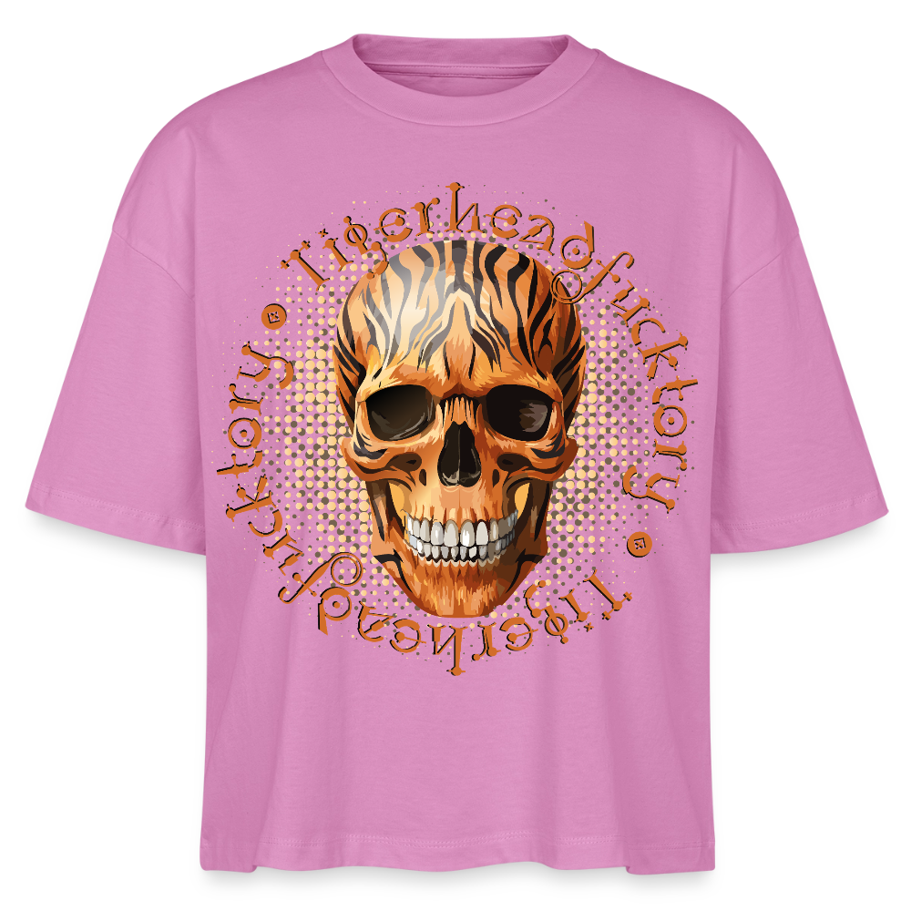 Tiger skull Design – Frauen Boxy Bio-T-Shirt - Pink