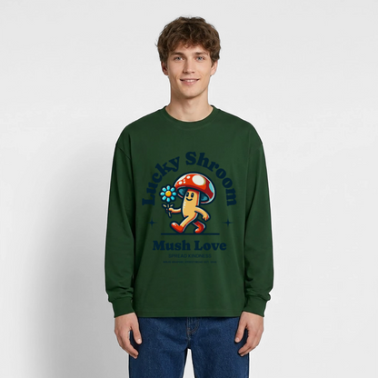 Lucky Shroom Design – Oversized Langarmshirt - Flaschengrün
