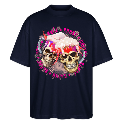 Party Skull Design Pink – Oversized Unisex Bio T-Shirt - Navy