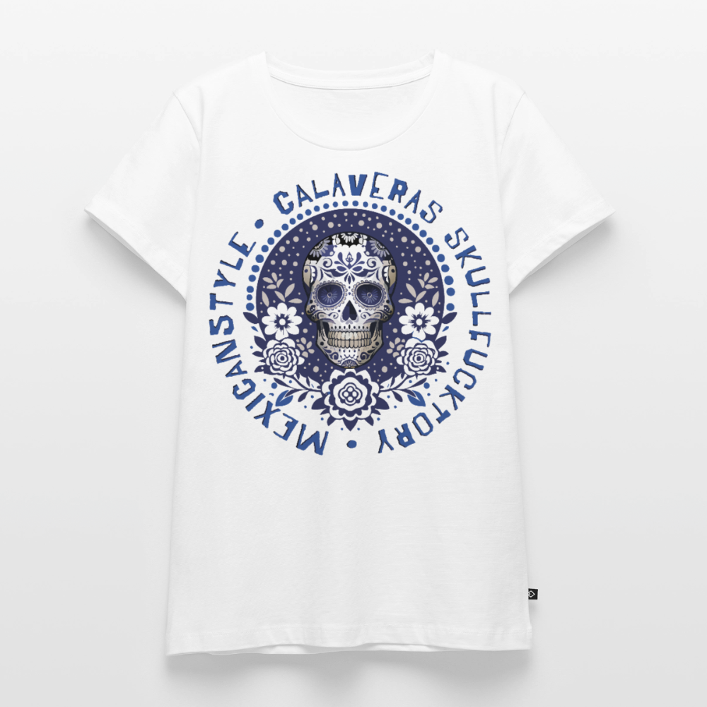 Sugar Skull Blau Design – Frauen Premium T-Shirt - Weiß