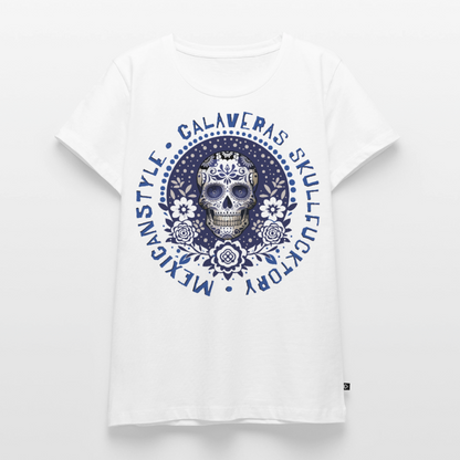 Sugar Skull Blau Design – Frauen Premium T-Shirt - Weiß