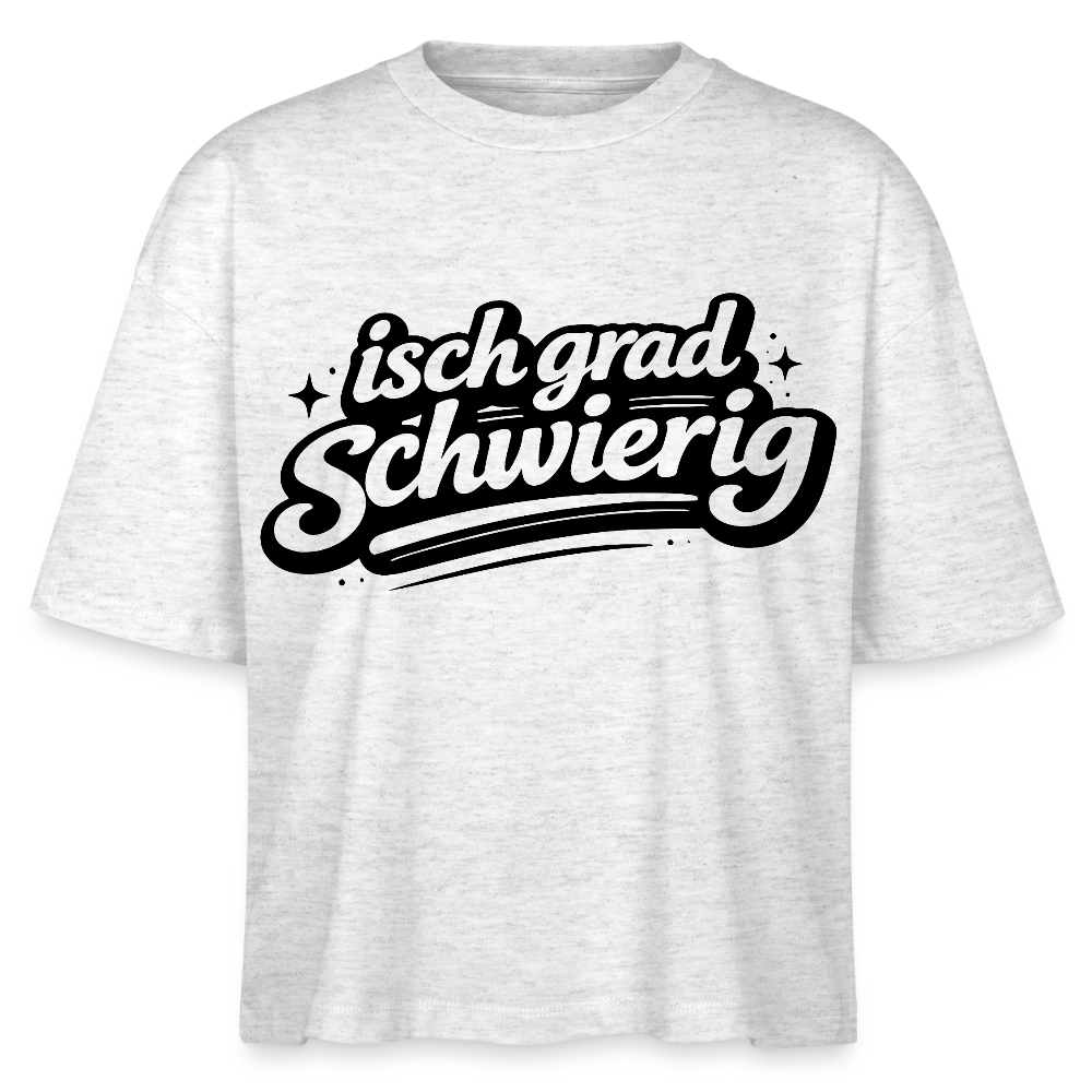 isch grad schwierig Design – Frauen Boxy Bio-T-Shirt - Weiß meliert