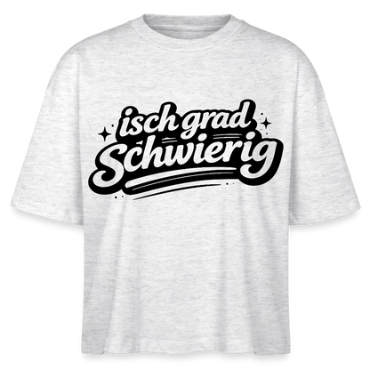 isch grad schwierig Design – Frauen Boxy Bio-T-Shirt - Weiß meliert