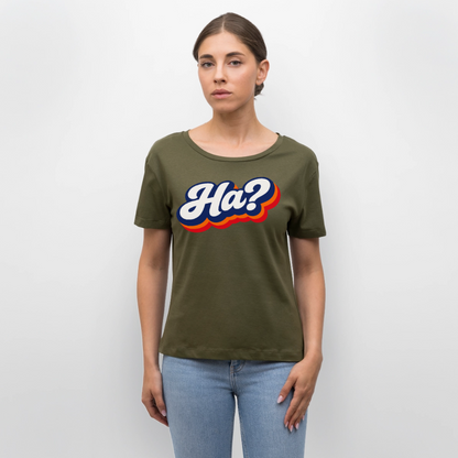 Ha? Design – Rundhals Frauen Bio-T-Shirt - Khaki