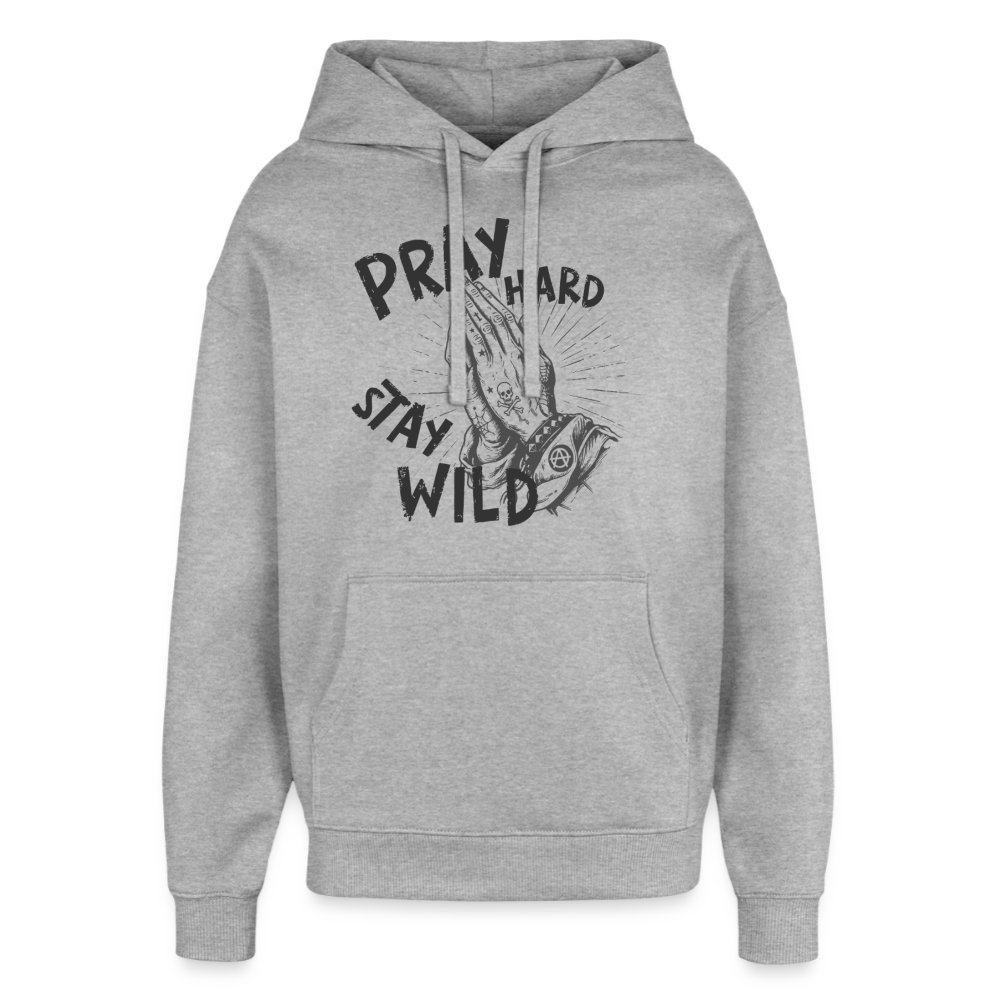 Pray Hard Design – Oversized Unisex Hoodie - Grau meliert