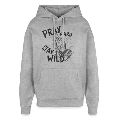 Pray Hard Design – Oversized Unisex Hoodie - Grau meliert