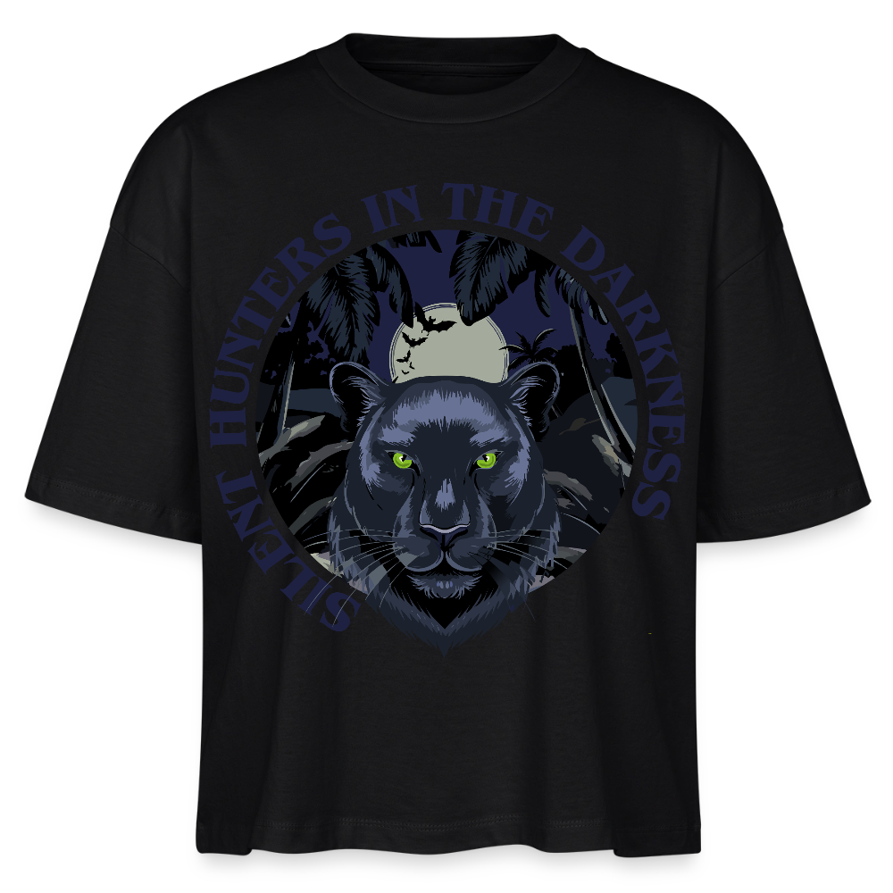 Silent Hunter Design – Frauen Boxy Bio-T-Shirt - Schwarz