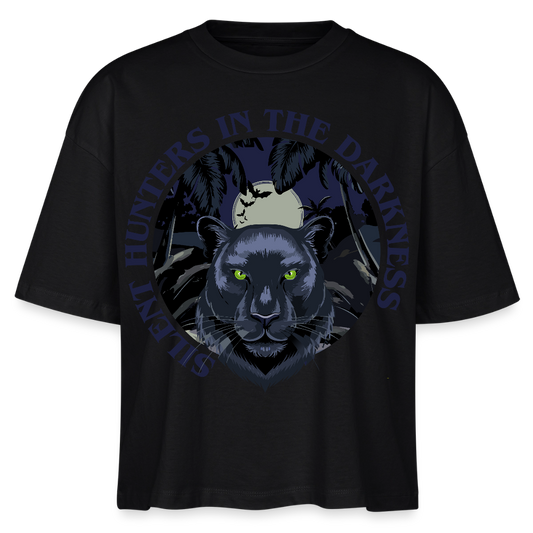 Silent Hunter Design – Frauen Boxy Bio-T-Shirt - Schwarz