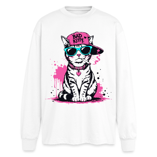 Bad Kitty Design – Oversized Langarmshirt - Weiß