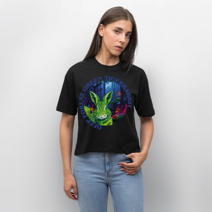 Tiger Rabbit Design – Frauen Boxy Bio-T-Shirt - Schwarz
