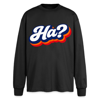 Ha? Design – Oversized Langarmshirt - Schwarz
