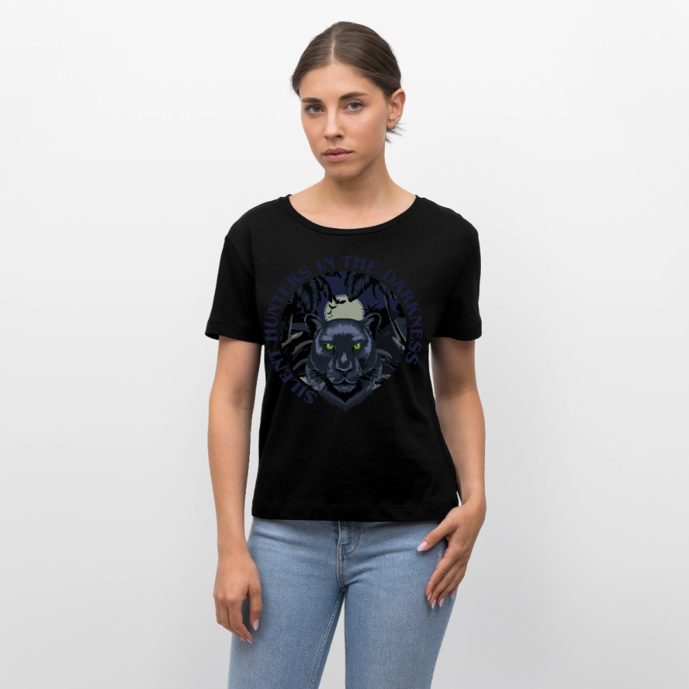 Silent Hunter Design – Rundhals Frauen Bio-T-Shirt - Schwarz