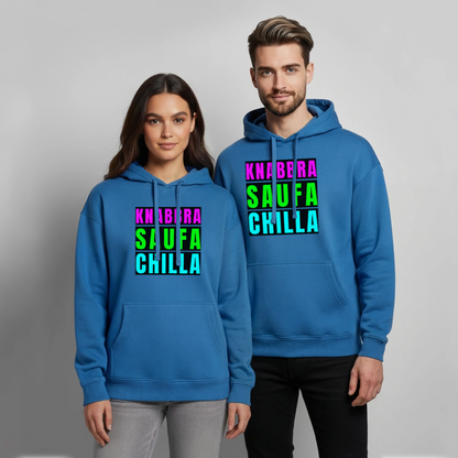 Knabbra Saufa Chilla – Oversized Unisex Hoodie - Achtsames Blau